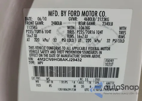 2010 Mercury Mariner Premier из США, поврежденный, VIN 4M2CN9HG8AKJ29432